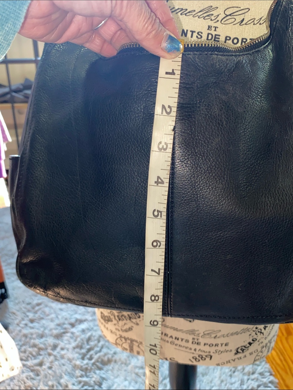 Cole Haan Black pebble Leather Shoulder Bag with Gold-Tone Accents - Picture 15 of 16